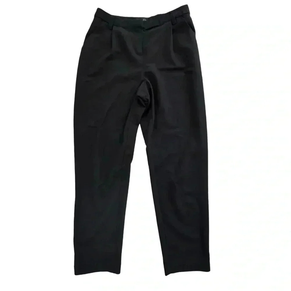 Black Ankle Length Straight Leg Stretch Pants Size 4 Small High Waisted Work